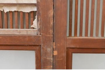 アンティーク建具　和の風情が感じられる裏障子付き格子戸4枚セット(障子戸、引き戸、ガラス帯戸)(R‐066588)