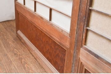 アンティーク建具　和の風情が感じられる裏障子付き格子戸4枚セット(障子戸、引き戸、ガラス帯戸)(R‐066588)