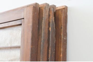 アンティーク建具　和の風情が感じられる裏障子付き格子戸4枚セット(障子戸、引き戸、ガラス帯戸)(R‐066588)