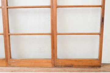 アンティーク建具　昭和レトロ　モールガラス入り　シンプルなデザインのレトロガラス戸4枚セット(引き戸)(R-066857)