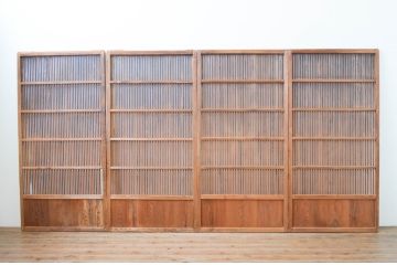アンティーク建具　落ち着いた雰囲気を演出する格子戸4枚セット(引き戸)(R-066858)