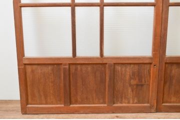 アンティーク建具　大正ロマン　レトロな雰囲気漂うガラス戸2枚セット(引き戸)(R-066859)