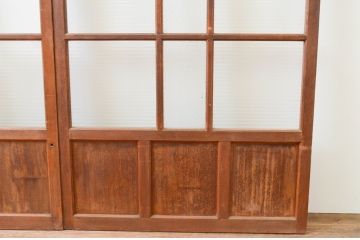 アンティーク建具　大正ロマン　レトロな雰囲気漂うガラス戸2枚セット(引き戸)(R-066859)
