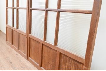 アンティーク建具　大正ロマン　レトロな雰囲気漂うガラス戸2枚セット(引き戸)(R-066859)
