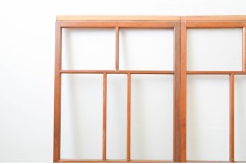 アンティーク建具　大正ロマン　レトロな雰囲気漂うガラス戸2枚セット(引き戸)(R-066859)