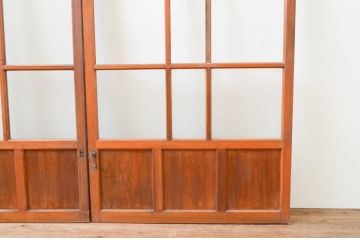 アンティーク建具　大正ロマン　レトロな雰囲気漂うガラス戸2枚セット(引き戸)(R-066859)