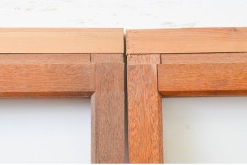 アンティーク建具　大正ロマン　レトロな雰囲気漂うガラス戸2枚セット(引き戸)(R-066859)