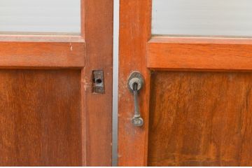 アンティーク建具　大正ロマン　レトロな雰囲気漂うガラス戸2枚セット(引き戸)(R-066859)