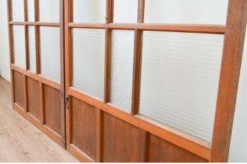 アンティーク建具　大正ロマン　レトロな雰囲気漂うガラス戸2枚セット(引き戸)(R-066859)