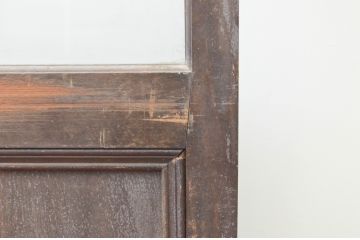アンティーク建具　腰板欅(ケヤキ)材　店舗用にお勧め　背の高い大判ガラス戸2枚セット(引き戸)(R-066860)