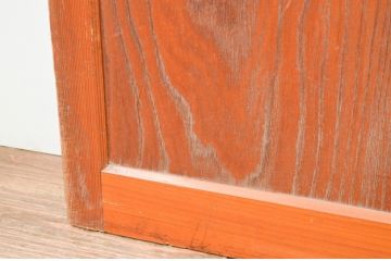 アンティーク建具　和の空間作りにお勧めな格子入りガラス戸2枚セット(引き戸、格子戸)(R-066861)