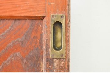 アンティーク建具　和の空間作りにお勧めな格子入りガラス戸2枚セット(引き戸、格子戸)(R-066861)