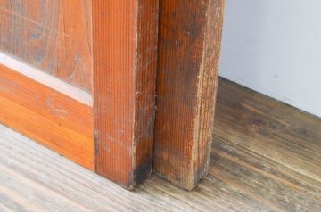 アンティーク建具　和の空間作りにお勧めな格子入りガラス戸2枚セット(引き戸、格子戸)(R-066861)