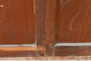 アンティーク建具　大正ロマン　ガラスにおしゃれな模様が入った組子入り幅狭ガラス戸3枚セット(引き戸)(R-066862)