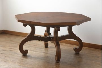 中古　DREXEL HERITAGE(ドレクセルヘリテイジ)　ESPERANTO(エスペラント)　八角形天板がお洒落なエクステンションテーブル(ダイニングテーブル、食卓、4人掛け、6人掛け、ドローリーフテーブル、オクタゴンテーブル、拡張式テーブル)(R-066887)
