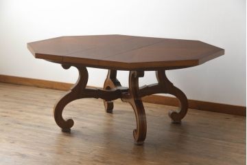 中古　DREXEL HERITAGE(ドレクセルヘリテイジ)　ESPERANTO(エスペラント)　八角形天板がお洒落なエクステンションテーブル(ダイニングテーブル、食卓、4人掛け、6人掛け、ドローリーフテーブル、オクタゴンテーブル、拡張式テーブル)(R-066887)