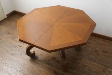 中古　DREXEL HERITAGE(ドレクセルヘリテイジ)　ESPERANTO(エスペラント)　八角形天板がお洒落なエクステンションテーブル(ダイニングテーブル、食卓、4人掛け、6人掛け、ドローリーフテーブル、オクタゴンテーブル、拡張式テーブル)(R-066887)