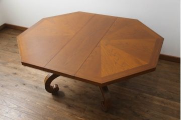 中古　DREXEL HERITAGE(ドレクセルヘリテイジ)　ESPERANTO(エスペラント)　八角形天板がお洒落なエクステンションテーブル(ダイニングテーブル、食卓、4人掛け、6人掛け、ドローリーフテーブル、オクタゴンテーブル、拡張式テーブル)(R-066887)