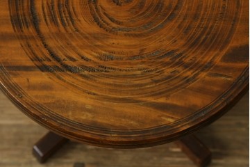 和製ビンテージ　民芸家具　温かい木の温もり溢れるスツール　(R-066895)