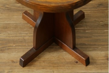 和製ビンテージ　民芸家具　温かい木の温もり溢れるスツール　(R-066895)