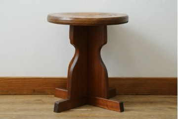 和製ビンテージ　民芸家具　温かい木の温もり溢れるスツール　(R-066895)