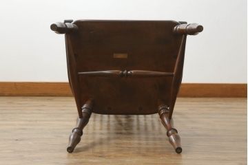 中古　松本民芸家具　#44A型　シックな色合いとクラシカルな佇まいが魅力のウィンザーチェア(ウインザーチェア、アームチェア、板座チェア、ダイニングチェア、椅子、イス)(定価約20万円)(R-066899)