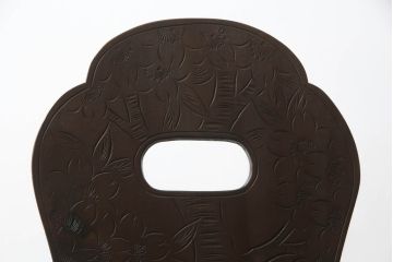 和製ビンテージ　軽井沢彫り　和モダンな佇まいが魅力のダイニングチェア(板座チェア、椅子、イス、ヴィンテージ)(R-066902)