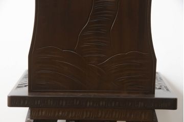 和製ビンテージ　軽井沢彫り　和モダンな佇まいが魅力のダイニングチェア(板座チェア、椅子、イス、ヴィンテージ)(R-066902)
