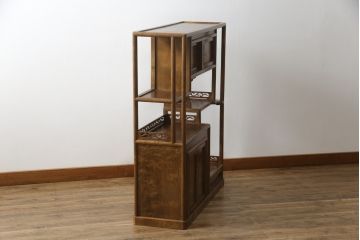 和製ビンテージ　指物工芸家具　桑材　上質な和の空間づくりにおすすめの飾り棚(茶棚、戸棚、収納棚、違い棚、ヴィンテージ)(R-066904)