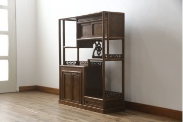 和製ビンテージ　指物工芸家具　桑材　上質な和の空間づくりにおすすめの飾り棚(茶棚、戸棚、収納棚、違い棚、ヴィンテージ)(R-066904)