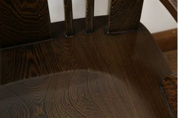 中古　鉄刀木(タガヤサン)　美しい杢目が目を惹くダイニングチェア2脚セット(板座チェア、椅子、イス)(R-066910)