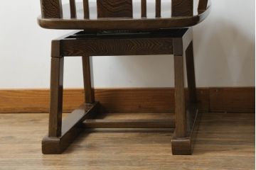 中古　鉄刀木(タガヤサン)　美しい杢目が目を惹くダイニングチェア2脚セット(板座チェア、椅子、イス)(R-066910)