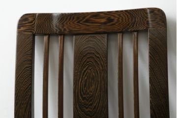 中古　鉄刀木(タガヤサン)　美しい杢目が目を惹く収納付き板座チェア2脚セット(ダイニングチェア、椅子、イス)(R-066911)