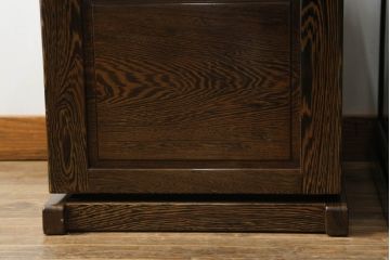 中古　鉄刀木(タガヤサン)　美しい杢目が目を惹く収納付き板座チェア2脚セット(ダイニングチェア、椅子、イス)(R-066911)