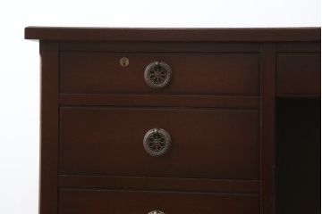中古　神戸洋家具　メープル不二屋(MAPULE FUJIYA)　上品で洗練された佇まいが魅力の両袖デスク(両袖机、ニーホールデスク、ワークデスク、オフィスデスク、在宅用、在宅ワーク用)(定価約48万円)(R-066913)