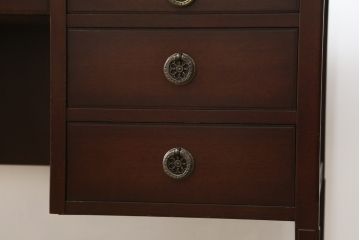中古　神戸洋家具　メープル不二屋(MAPULE FUJIYA)　上品で洗練された佇まいが魅力の両袖デスク(両袖机、ニーホールデスク、ワークデスク、オフィスデスク、在宅用、在宅ワーク用)(定価約48万円)(R-066913)