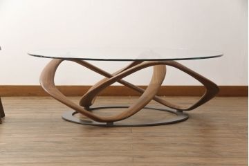 中古　美品　イタリア製　ポラダ(porada)社　INFINITY(インフィニティ)　オブジェのような美しい佇まいに目を奪われるリビングテーブル(センターテーブル、カクテルテーブル、カフェテーブル、コーヒーテーブル、ラウンドテーブル、ガラステーブル)(定価約57万6千円)(R-066915)