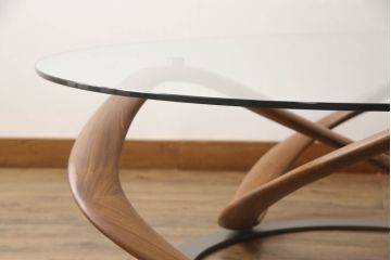 中古　美品　イタリア製　ポラダ(porada)社　INFINITY(インフィニティ)　オブジェのような美しい佇まいに目を奪われるリビングテーブル(センターテーブル、カクテルテーブル、カフェテーブル、コーヒーテーブル、ラウンドテーブル、ガラステーブル)(定価約57万6千円)(R-066915)