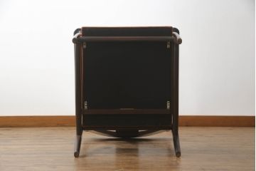 中古　松本民芸家具　#300型　レトロな雰囲気を醸し出す曲肘布張イス(1人掛けソファ、一人掛けソファ、アームチェア、椅子、イス)(定価約25万3千円)(R-066940)