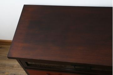 中古　美品!!　高級品　総漆塗り　仙台民芸　伊達箪笥　和モダンスタイルのお部屋におすすめなテレビ台(仙台箪笥、ローボード、テレビボード、引き出し、リビングボード、ドロワー、ローチェスト)(R-066954)