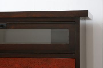 中古　美品!!　高級品　総漆塗り　仙台民芸　伊達箪笥　和モダンスタイルのお部屋におすすめなテレビ台(仙台箪笥、ローボード、テレビボード、引き出し、リビングボード、ドロワー、ローチェスト)(R-066954)