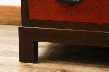中古　美品!!　高級品　総漆塗り　仙台民芸　伊達箪笥　和モダンスタイルのお部屋におすすめなテレビ台(仙台箪笥、ローボード、テレビボード、引き出し、リビングボード、ドロワー、ローチェスト)(R-066954)