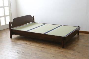 中古　松本民芸家具　637型ベッド(タタミ)　和モダンな空間づくりにおすすめのベッド(セミダブル、ベッドフレーム、畳、たたみ)(定価約60万円)(R-066969)