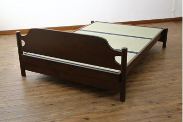 中古　松本民芸家具　637型ベッド(タタミ)　和モダンな空間づくりにおすすめのベッド(セミダブル、ベッドフレーム、畳、たたみ)(定価約60万円)(R-066969)