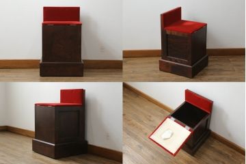 中古　神居民芸家具　クラシカルな佇まいが魅力的なビューローブックケース&スツールのセット(簿記机、ライティングビューロー、ワークデスク、在宅用、在宅ワーク用、本箱、収納棚、戸棚、キャビネット)(R-066974)