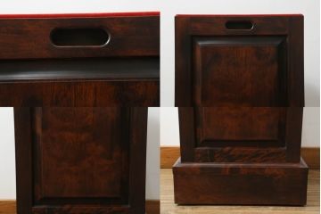 中古　神居民芸家具　クラシカルな佇まいが魅力的なビューローブックケース&スツールのセット(簿記机、ライティングビューロー、ワークデスク、在宅用、在宅ワーク用、本箱、収納棚、戸棚、キャビネット)(R-066974)