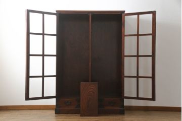 中古　岩谷堂箪笥　No.366　四尺書棚　上質な和の空間づくりにおすすめのブックケース(本箱、キャビネット、収納棚、戸棚、飾り棚)(定価約82万5千円)(R-066989)