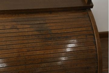 和製アンティーク　ロータイプが珍しい!!レトロな雰囲気漂うロールトップデスク(片袖机、座卓、文机、座机、ワークデスク、在宅用、在宅ワーク用)(R-066993)