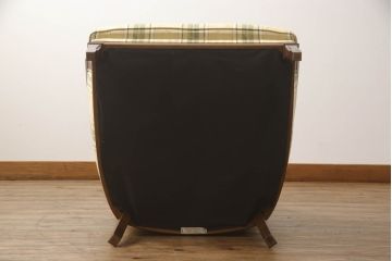 中古　マルニ木工(MARUNI)　地中海シリーズ　サランテ　クラシカルなデザインのファブリックが目を引く1人掛けソファ&オットマンのセット(アームソファ、一人掛け、1P、パーソナルチェア、ラウンジチェア、フットスツール)(定価約17万円)(R-067008)