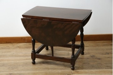 中古　松本民芸家具　凝った脚のデザインが魅力の#83型バタフライテーブル　定価約15万円　(R-067010)